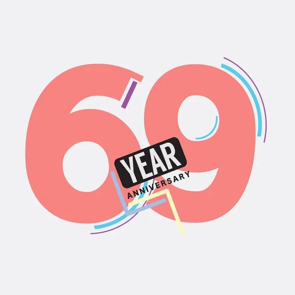 69周年記念ロゴ誕生日記念抽象デザインベクトルイラスト — ストックベクタ