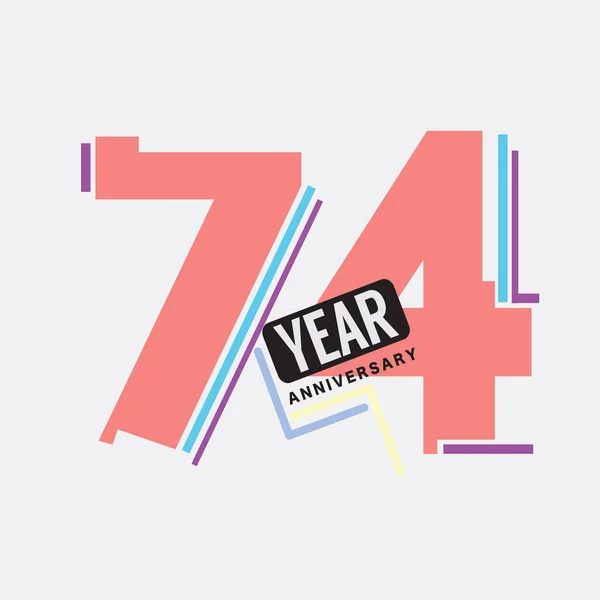 74周年記念ロゴ誕生日記念抽象デザインベクトルイラスト — ストックベクタ