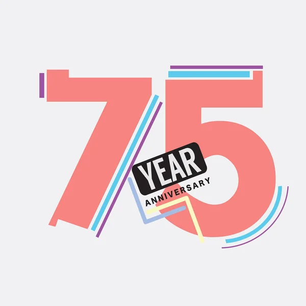 75Th Years Anniversary Logo Celebración Cumpleaños Diseño Abstracto Vector Ilustración — Archivo Imágenes Vectoriales