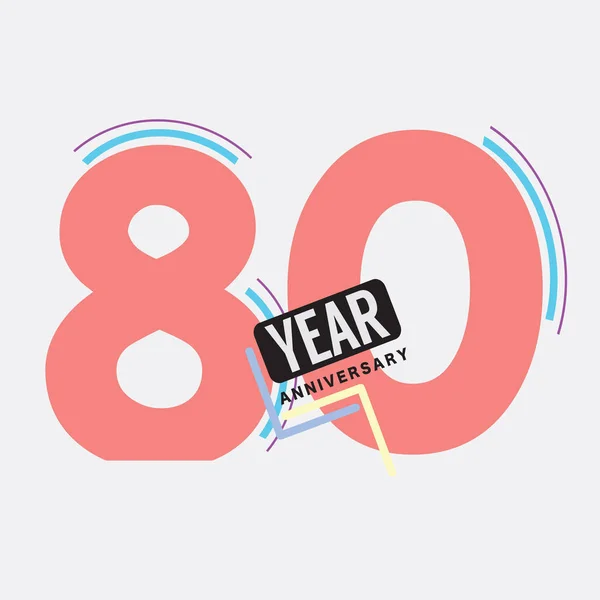 80Th Anos Aniversário Logo Aniversário Celebração Abstract Design Vector Ilustração — Vetor de Stock