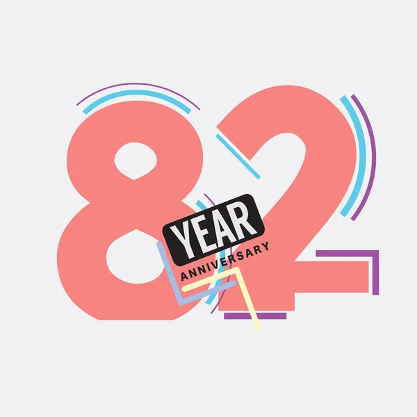 82Th Years Anniversary Logo Födelsedag Firande Abstrakt Design Vektor Illustration — Stock vektor