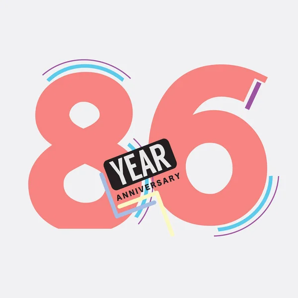 86Th Years Anniversary Logo Födelsedag Firande Abstrakt Design Vektor Illustration — Stock vektor