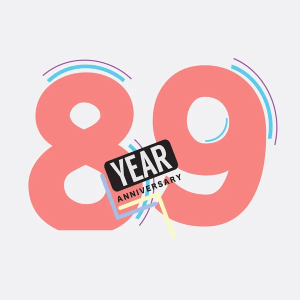 89Th Years Anniversary Logo Födelsedag Firande Abstrakt Design Vektor Illustration — Stock vektor