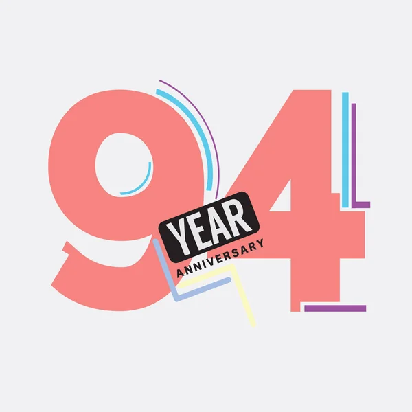 94Th Years Anniversary Logo Birthday Celebration Abstract Design Vector Illustration — Stockový vektor