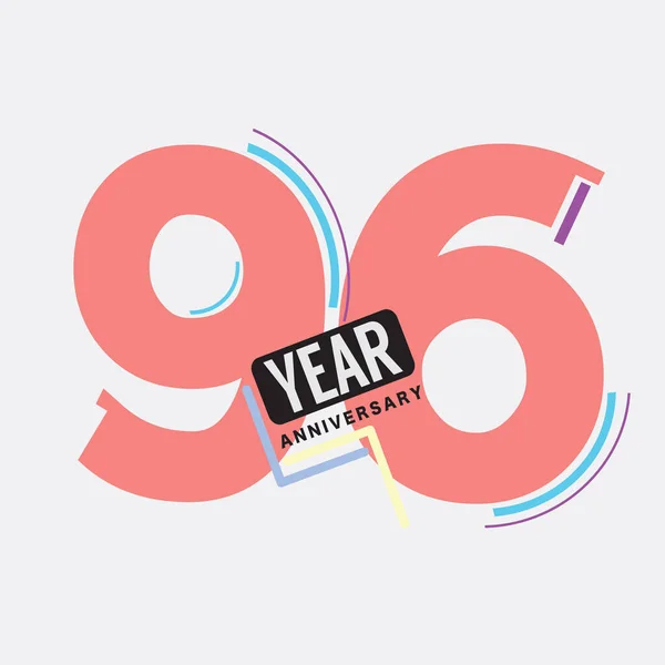 96Th Years Anniversary Logo Celebración Cumpleaños Diseño Abstracto Vector Ilustración — Vector de stock