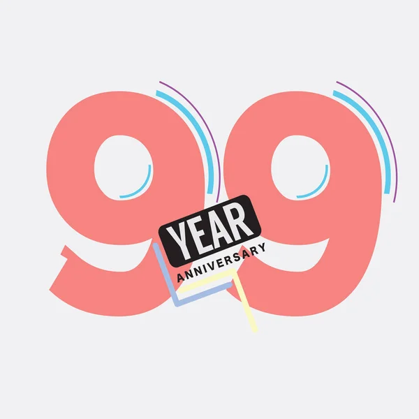 99Th Years Anniversary Logo Celebración Cumpleaños Diseño Abstracto Vector Ilustración — Archivo Imágenes Vectoriales