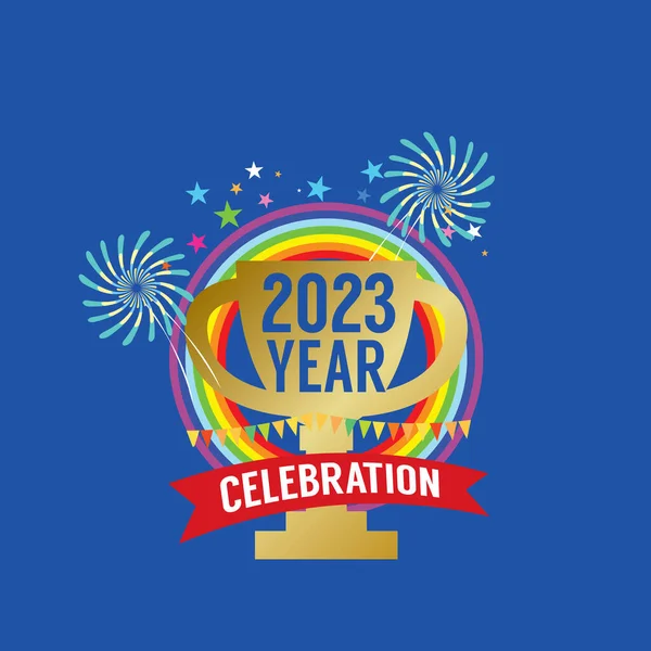 2023 Year Celebration Logo Blue Blackground Vector Illustration — Vettoriale Stock