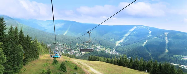 Teleférico Medvedin Para Spindleruv Mlyn Krkonose Montanhas Gigantes República Checa — Fotografia de Stock