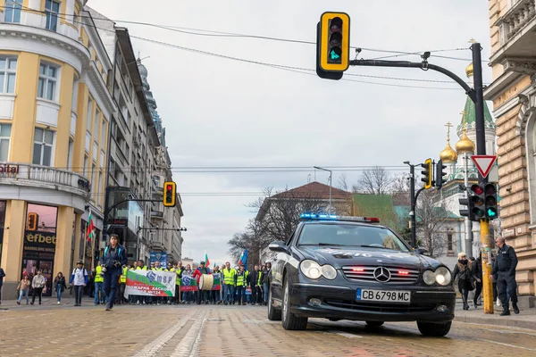 Sofia Bulgaria February 2022 Police Firefighters Protested Government Demanding Higher — Stock Photo, Image