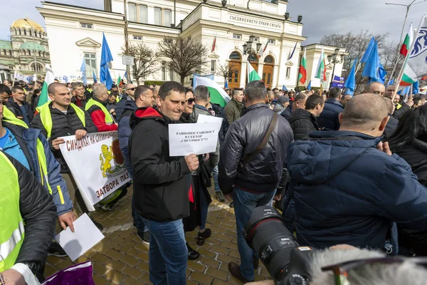 Sofia Bulgarije Februari 2022 Politie Brandweer Protesteerden Buiten Regering Eisten — Stockfoto