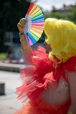 Sofya, Bulgaristan - 18 Haziran 2022: LGBT hakları lezbiyeni, eşcinsel, transeksüel ve biseksüel destekleme amaçlı Sofya Onur etkinliği 15 'inci kez Sofya' da düzenleniyor.