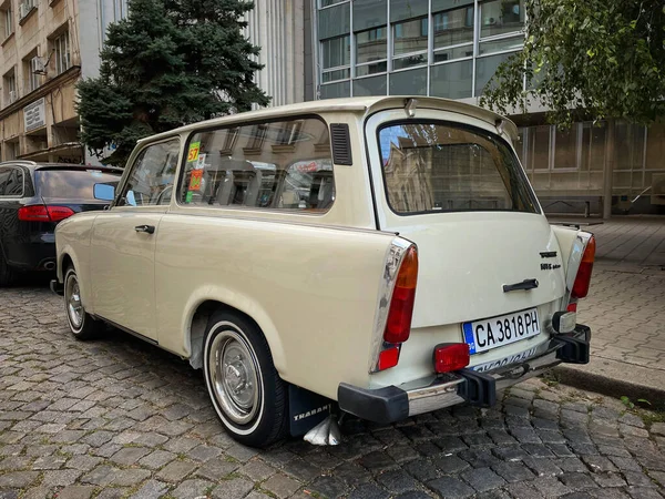 Sofía Bulgaria Septiembre 2022 Viejo Vagón Estación Trabant Estacionado Centro — Foto de Stock