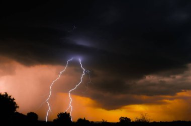 Sunset Lightning Twin Strikes of Cloud to Ground Lightning