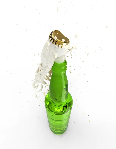 Uncorked flaska öl — Stockfoto