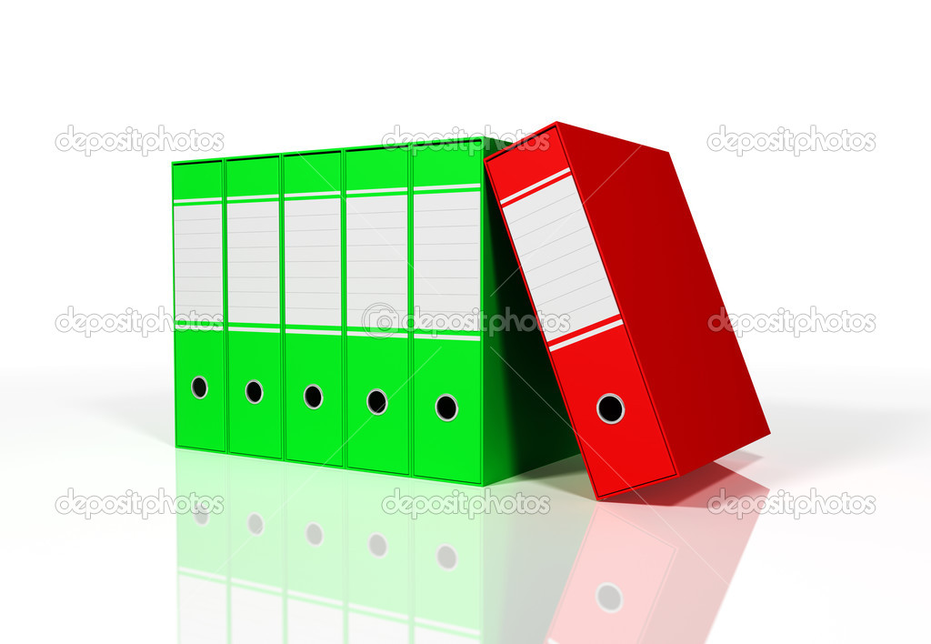 green and red colorful binders