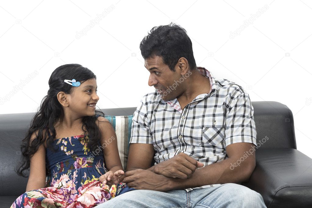 Dad | Happy Indian dad and his child at home — Stock Photo © sjenner13