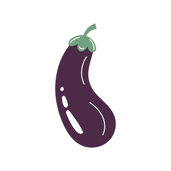 Joli Aubergine Fruit Été Isolé Sur Fond Blanc Illustration Vectorielle — Image vectorielle