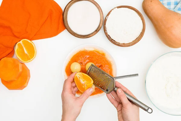 Schritt Für Schritt Rezept Für Eine Auflaufform Mit Kürbisquark Form — Stockfoto