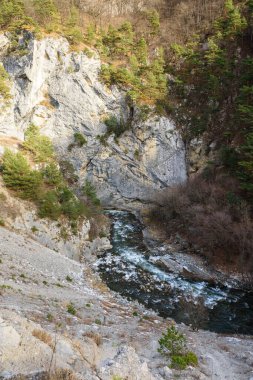 north Ossetia is mountainous in winter. Snowy mountain landscape. panorama of the winter landscape. resort area. rocks panoramic view.