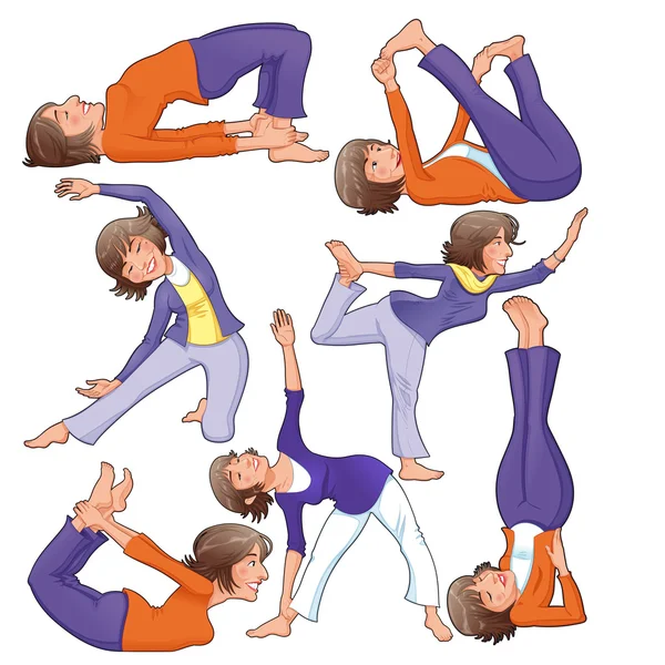 Yoga-Positionen. — Stockvektor