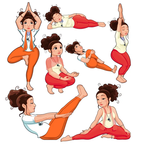 Posiciones de yoga . — Vector de stock