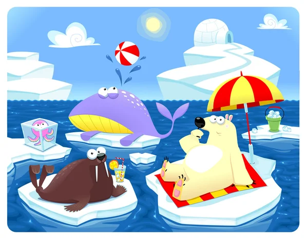 Zomer of winter op de Noordpool. — Stockvector