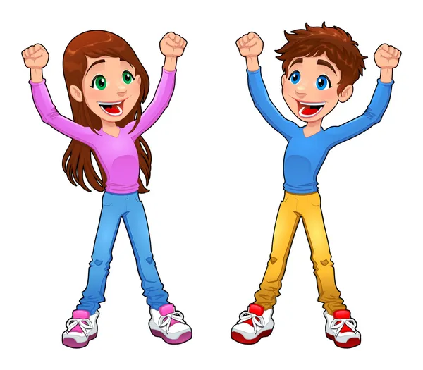 Enthusiast boy and girl. — Stock Vector