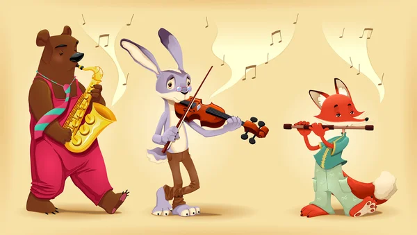 Musiciens animaux . — Image vectorielle