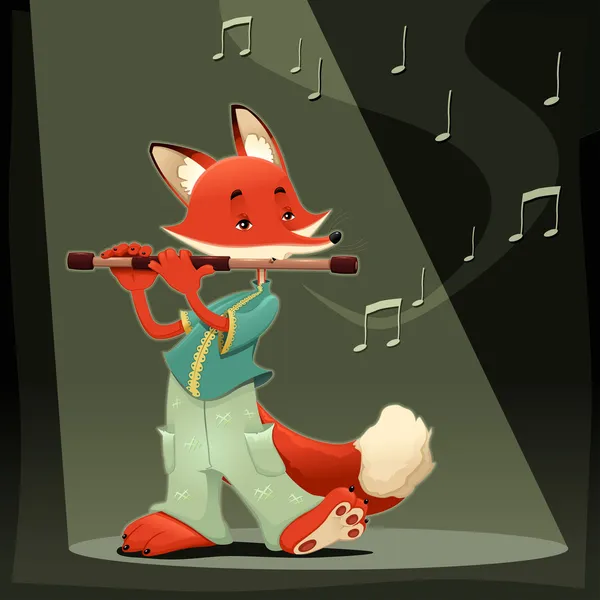 Musician Fox. — Stock Vector