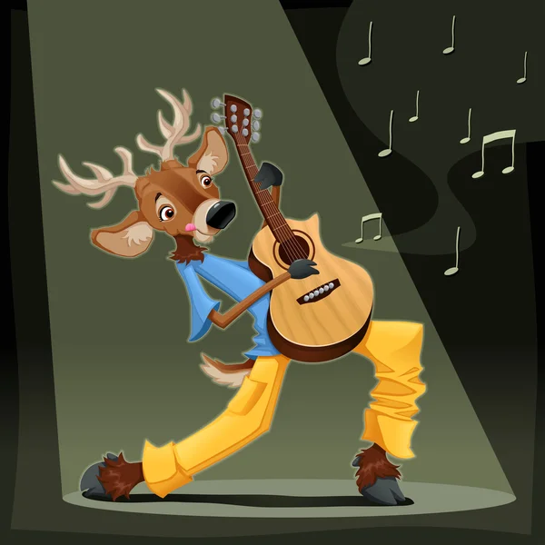 Müzisyen geyik. — Stok Vektör