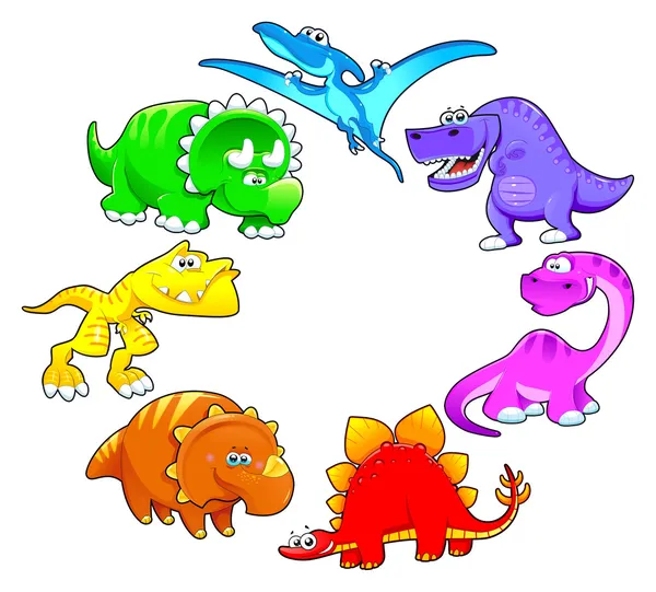 Dinosaures arc-en-ciel . — Image vectorielle