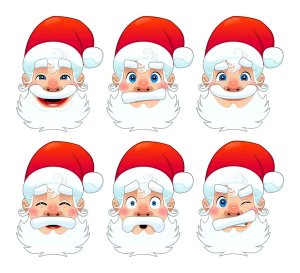 Santa Claus, multiple expressions. — Stock Vector