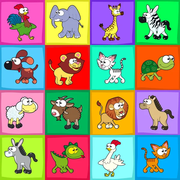 Grupo de animales divertidos . — Vector de stock