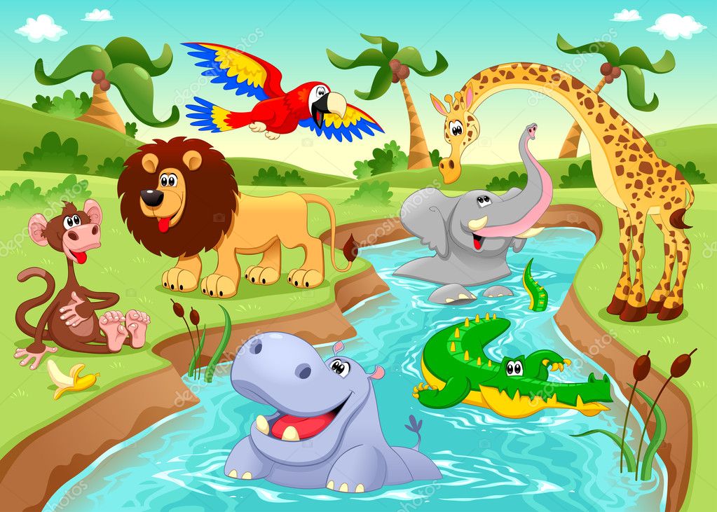 African animals in the jungle. Stock Vector Image by ©ddraw #38758017 African animals in the jungle. Stock Vector Image by ©ddraw #38758017