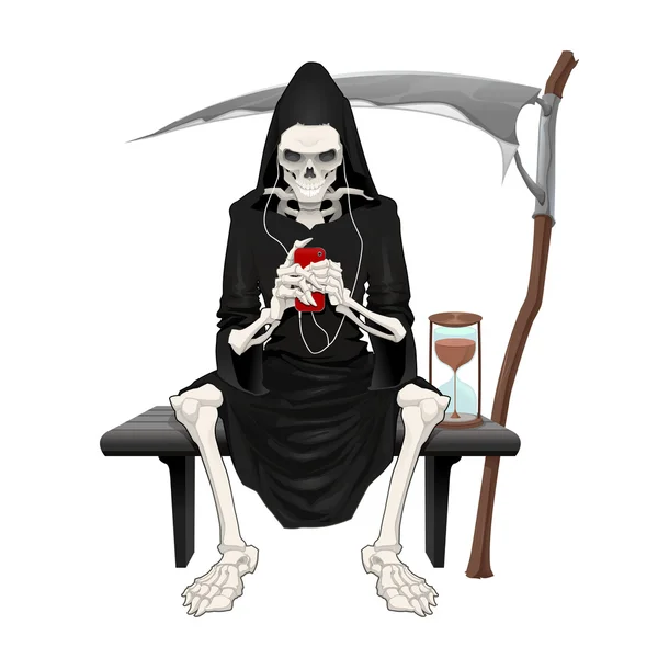 La muerte sentada en un banco . — Vector de stock