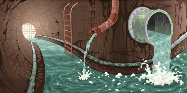 Inside the sewer. — Stock Vector