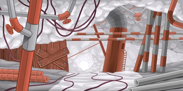 Scene with pipes and cables, underground. — Stock Illustration Scene with pipes and cables, underground. Vector Graphics