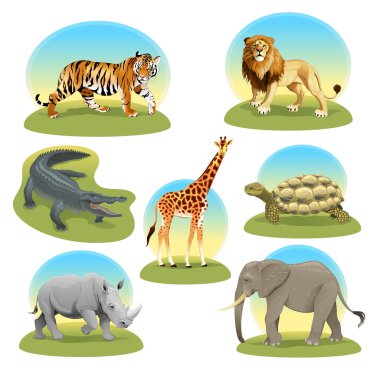 African animals iwith graphic backgrounds.  clipart
