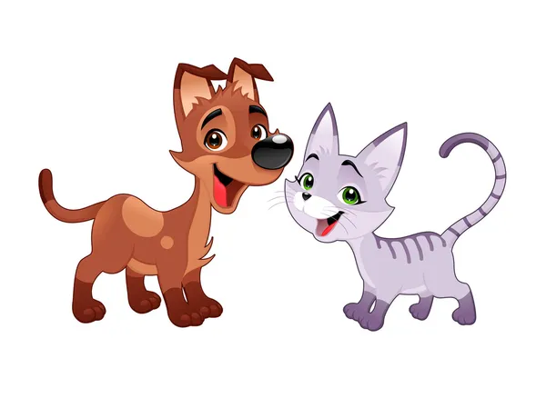 Lovely cat and dog. — Stock Vector