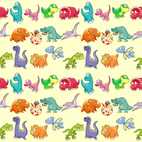 Grupo de dinosaurios divertidos con fondo . — Vector de stock