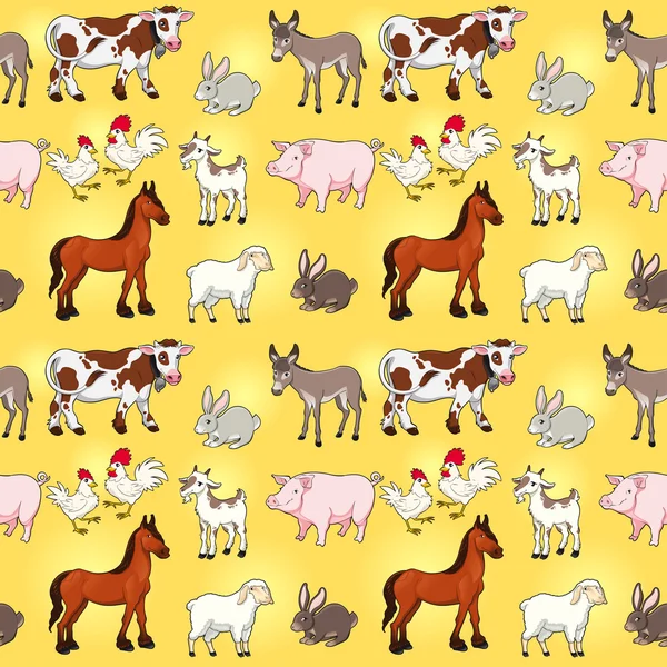 Animales de granja divertidos con fondo — Vector de stock