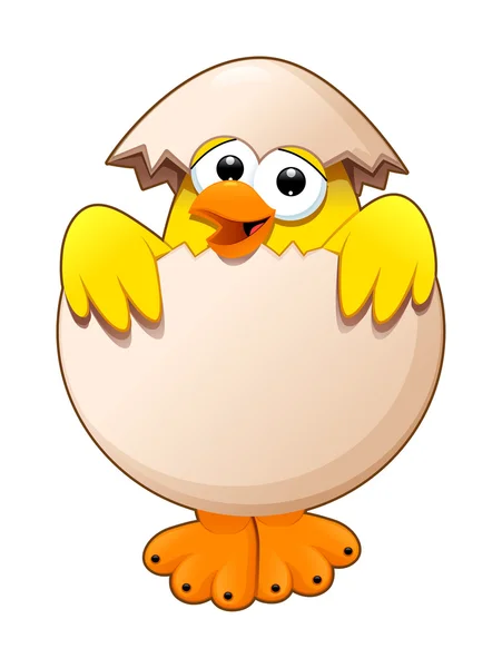 Funny chick in the egg. — Stock Vector