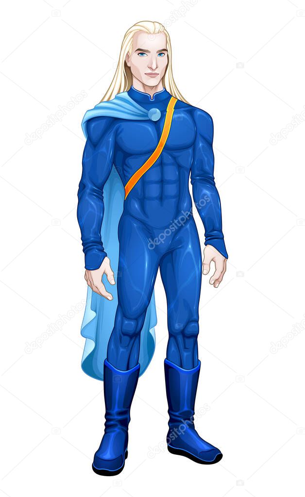 Nordic alien with blue suit. Vector isolated character