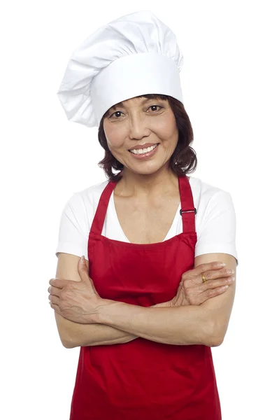 Smiling portrait of confident asian chef — Stock Photo, Image