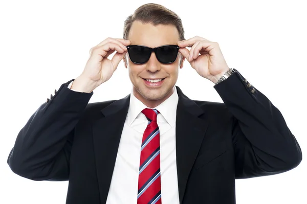 Stylish handsome businessman wearing shades — Stock Photo, Image