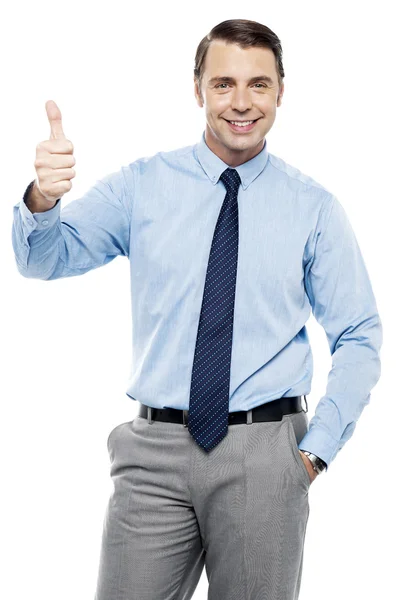Picture of a male executive showing thumbs up — Stock Photo, Image