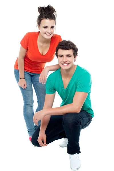 Trendy girl posing with her boyfriend — Stock Photo, Image