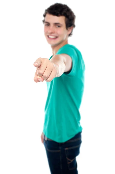 Casual teen guy pointing at you — Stock Photo, Image