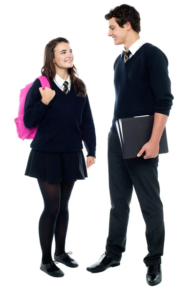 Students engaged in jovial discussion — Stock Photo, Image