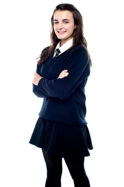 Snapshot of a cheerful schoolgirl — Stock Photo, Image